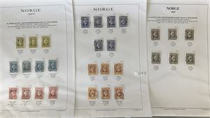 Nk 641-45 o. Ulike papirtyper oppsatt av spesialist. Stempler penere enn normalen