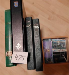 ÅLAND Dubletter til forrige lot inkl en brukt samling til 2005, noen FDC i 2 permer, 18 forskjellige årssett og masse miniark/hefter ++ i boks. Vekt 7,5 kilo