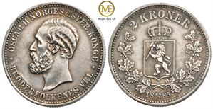 2 kroner 1885 Oscar II. Kv.1+/01