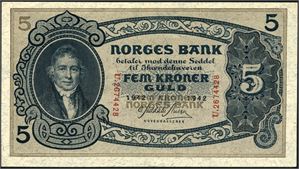 5 kroner 1942, serie U.2674428. 0