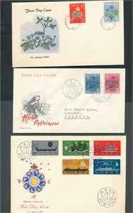 FDC Nk 479-80, 483-84 og 485-89, Sanitet, Flyktning og Skip (Hk 440)