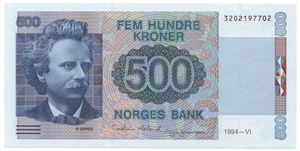 500 kroner 1994 VI utg. Kv.0