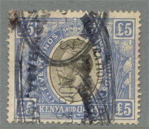 ENGELSKA KOLONIER, KENYA and UGANDA 1922, SG 99 George V fiskalt använt. (SG £ 120)