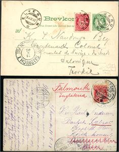 80 brev og kort, nær alle fra før 1910, hvor 25 er sendt til utlandet. Flere uvanlige destinasjoner.