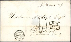 DWI. Unfranked letter , cancelled "Pernambuco A Sp 13 66" (Brazil), and sent with British packet to Le havre, France. "GB 1F 60c", "Angl. Calais" and French postage number "10" at front. The reverse with the brazilien postmark, "R Z London Oc 1 66" and "Le Havre 2 Oct 66" at reverse.