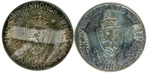 To 2 kroner 1914 Mor Norge. Den ene 0/01