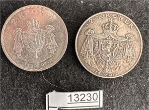 MYNTER 2kr 1906 og 1907, kvalitet 1