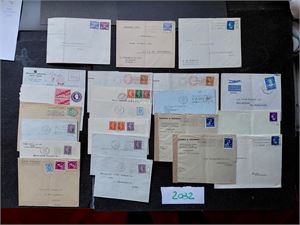 BREV 22 brev 1945-53 fra diverse europeiske land og USA til Norsk Feltspat, Evje. Et par med sensurstriper. GI BUD!