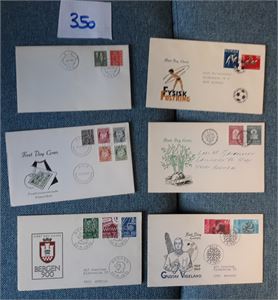 FDC Nk 519 og 525, 30 og 60øre (Hk 550) + 5 andre