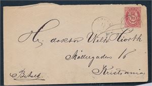 NK 25 på brev st "Røken 13-7-1881" til Kristiania