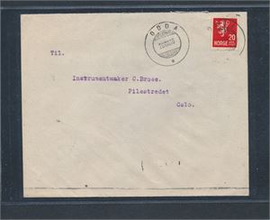 HORDALAND Brev med reservestempel "ODDA 20 VIII 36", Ankomst "OSLO 1 TUR 22 VIII 36"