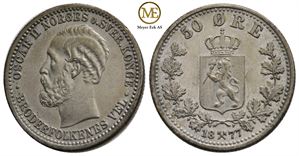 50 øre 1877 Oscar II. Kv.01