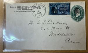USA Oppfrankert helsak med 10c spesial delivery med korkstempel. Sidestemplet "DEEP RIVER CONN MAY 2"