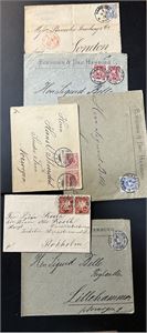 REICH 6 brev, 4 til Norge, et til Sverige og et til London. I tillegg helsakskort stemplet "BREMEN" med artig TMS