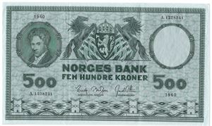 500 kroner 1960 A.1328241. Kv.1+/01