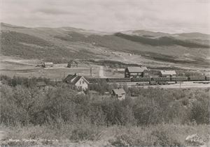 Postkort jernbane HJERKINN med stasjon (OP) A6 s/h (Harstad 5.E.1) ubrukt