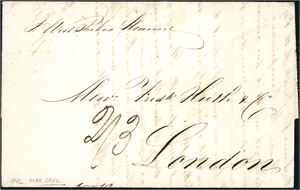 A complete letter with "Vera-Cruz Jy 1 1842" (Mexico) and british arrival postmark on reverse. On the front handwritten postage "2/3".