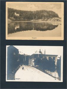 KRAGERØ 2 kort, begge pen forside. Et sendt til USA uten frankering