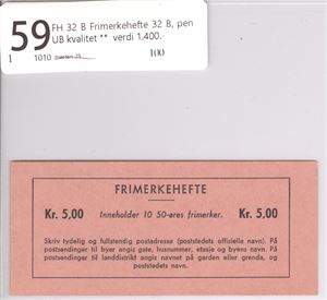 FH 32 B Frimerkehefte 32 B, pen UB kvalitet **  verdi 1.400.-