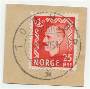 Hjelpestempel TORHOP (FI) HJ-SL 29 VIII 51 på klipp med NK 393.