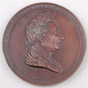 Carl XIV Johans 25-års regjeringsjubileum 1843 i bronse. Kv. 0/01