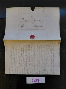 PREFRIM Brev kongelig tjeneste 1773 til Kragerøe. Helt segl