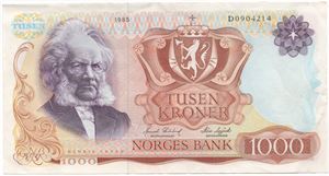 1000 kroner 1985 D.0904214. Kv.1