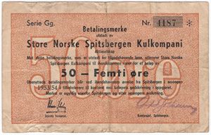 50 øre 1953/54 serie G. SNSK. Kv.1-