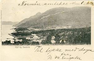 M&R Gyl og Sandvik. (Ranheimseter 7279). Udelt bakside, småf. s/hv. Stpl. Gyl 7-X-05. Minimal hj.slitasje, ellers pen kvalitet.