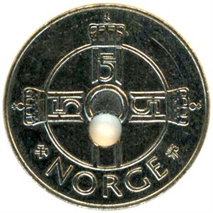1 krone 1998 variant "Skjevt hull".
