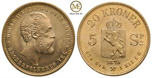 20 kroner/5 Speciedaler 1875 Oscar II. Kv.0
