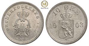 10 øre 1903 Oscar II. Kv.0