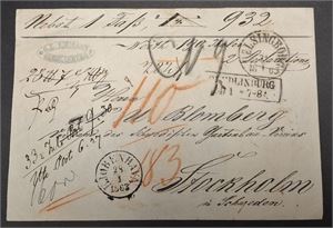 TYSKLAND – SVERIGE 1863 – Utrikes värdebrev via Hamburg och Köpenhamn (120 Taler)