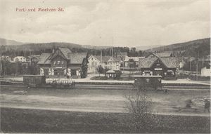 Jernbane.  Parti ved moelven St., stemplet Reinsvolden 1913 (Op, 3)