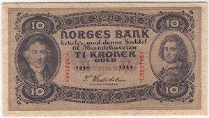 10 kroner 1934 T.8287465. Kv.0/01