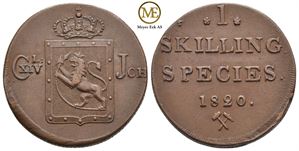 Skilling 1820 Carl XIV Johan. Kv.01