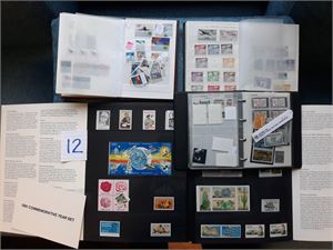 USA + Årssett commemorative stamps 1981 + noe annet i 3 små permer inkl noe CANAL ZONE
