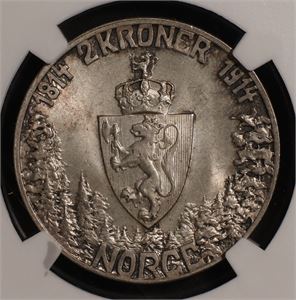 2 kroner 1914 Norge MS64 Grunnlov