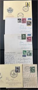BRD/BERLIN 6 brev/kort 1949-55. Et par med 2pf Steuermarke
