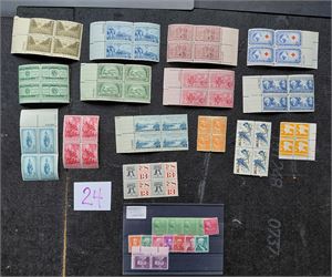 USA xx diverse merker inkl 10 plate number blocks