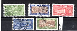 ISLAND o Mi 114-18 og 125-34 + 140, landskap og Allting inkl luftpost. 20aur Alltinget noe mørk venstre side (€ 243,50)