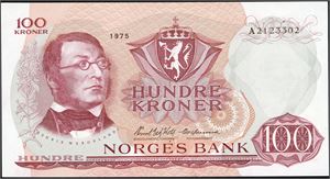 100 kroner 1975, serie Å 7026667. 0
