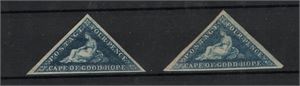 CAPE OF GOOD HOPE 1855, SG 6, 6a* 4 p blå och mörkblå, goda marginaler. (SG £ 1600)
