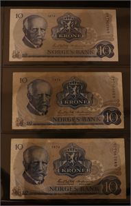 10 kroner 1974 QN, QS, QW. VK