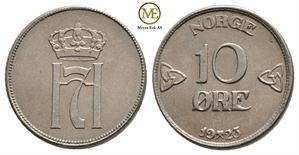 10 øre 1923 Haakon VII. Kv.0