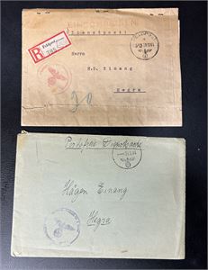 FELTPOST 2. VERDENSKRIG 2 brev til Norge. Sjekk stempler og signatur
