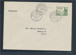Kph "TÅNEVIKKILEN" sidestemplet "KRISTIANSAND S 3-12-47" på brev (Grad 7)