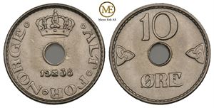 10 øre 1938 Haakon VII. Kv.0