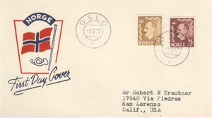 FDC NK 434, 437 st. Oslo * -1-7-57  Haakon 50,70 øre  (3800.-)