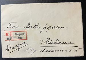 UNGARN Pent rekbrev stemplet "BUDAPEST 1929" ankomststemplet "KRISTIANIA" og "KRISTIANIA MAJORSTUEN 11 II 29"